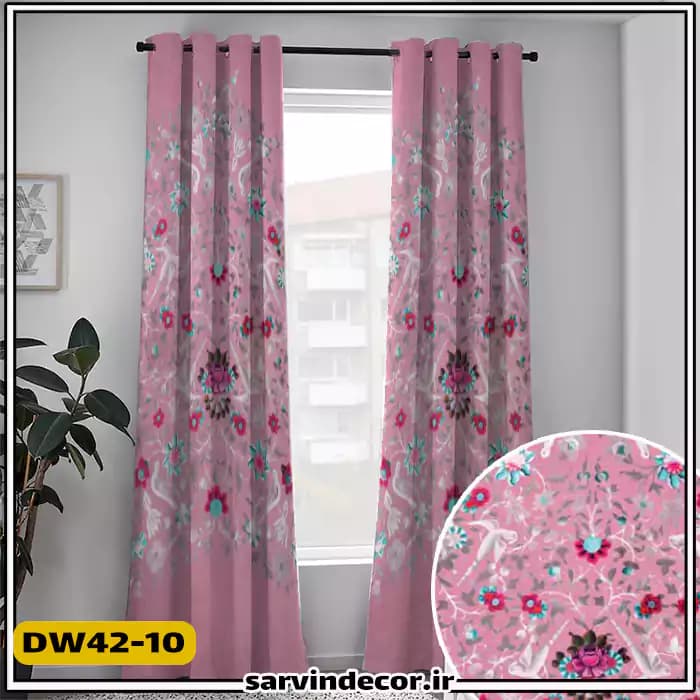 پرده پانچ طرح دار گل ریز کد DW42-10 — تصویر ۲