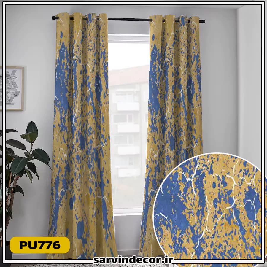 پرده پانچ طرح دار مدل پتینه کد PU776 — تصویر ۳