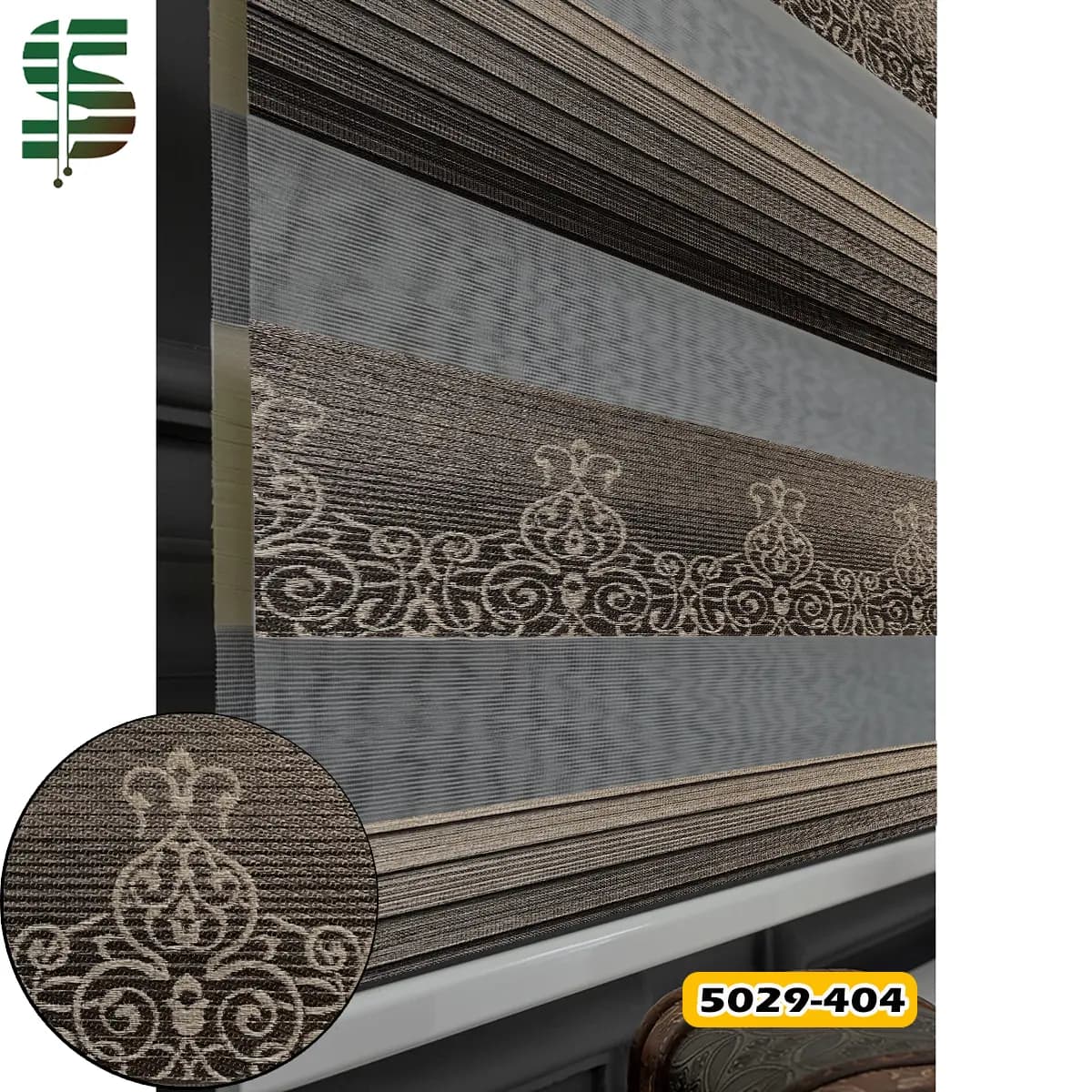 پرده زبرا پلیسه گلدار 5029 در 3 رنگ — تصویر ۵