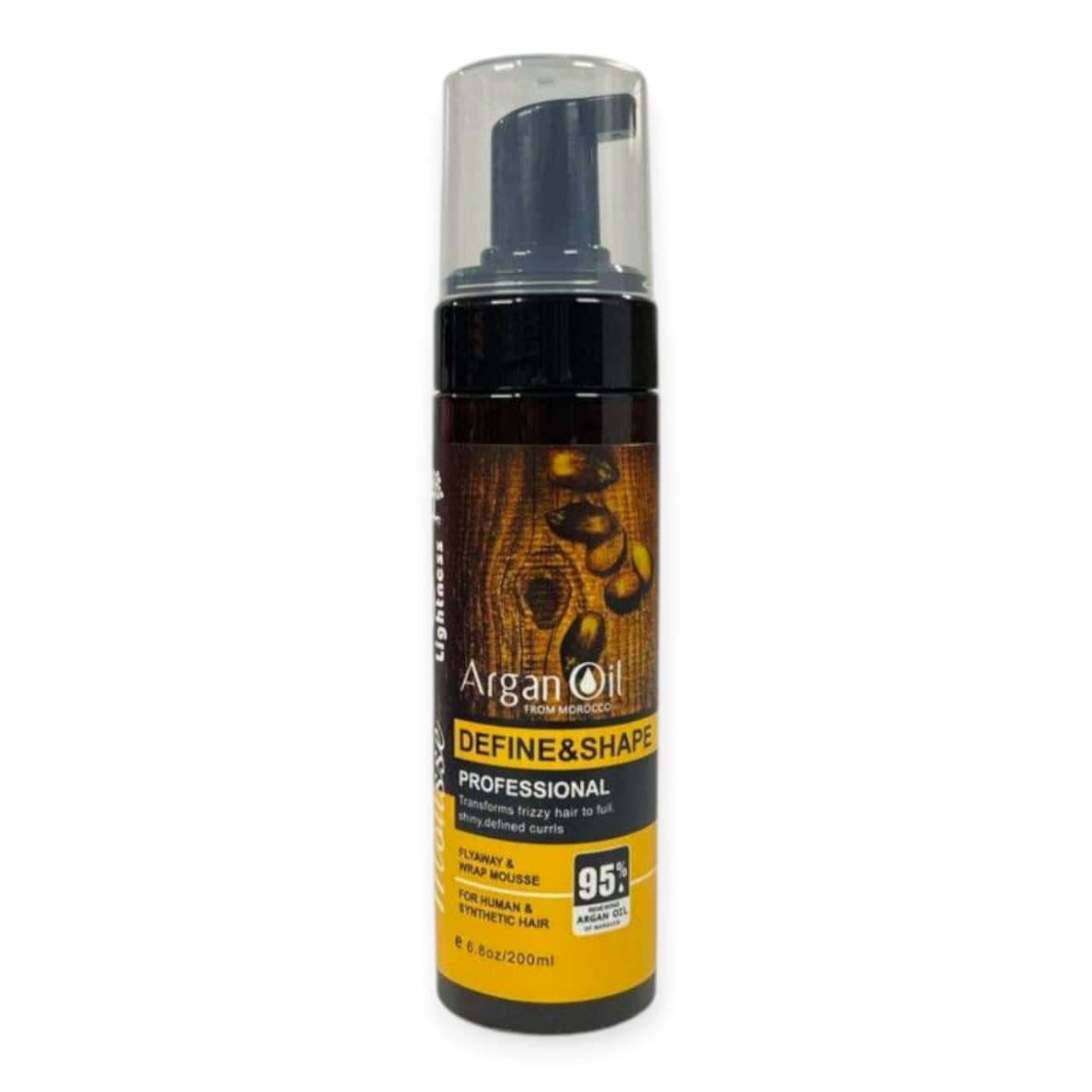 موس مو لایتنس حاوی روغن آرگان ضد وزی مو حجم 200 میل ا Lightness Argan Oil Define &amp; Shape Professional hair mousse