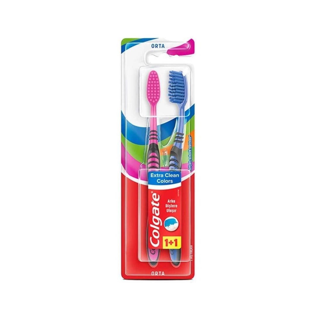 مسواک کلگیت Colgate extra clean color بسته 2 تایی — تصویر ۲