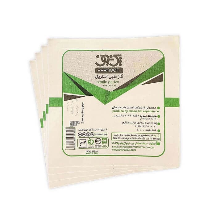 گاز استریل پرنون رنگ سفید سایز 10*10