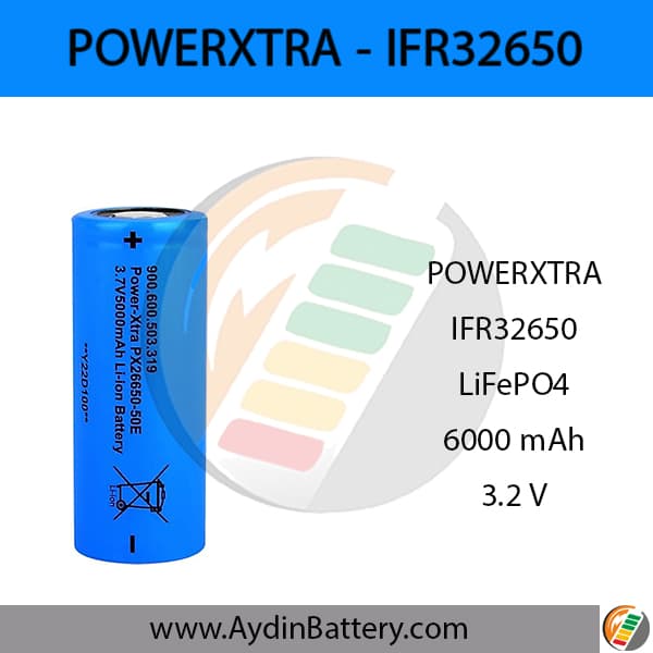باتری لیتیوم فسفات آهن پاوراکسترا POWERXTRA-IFR32700-6000 mAh — تصویر ۳