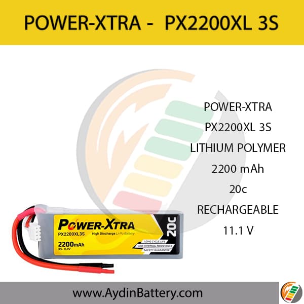 باتری قابل شارژ لیتیوم پلیمری پاوراکسترا PX2200XL _ 2200mAh