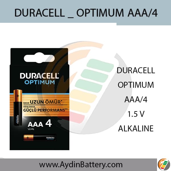 باتری نیم قلمی آلکالاین دوراسل DURACELL -AAA4 OPTIMUM