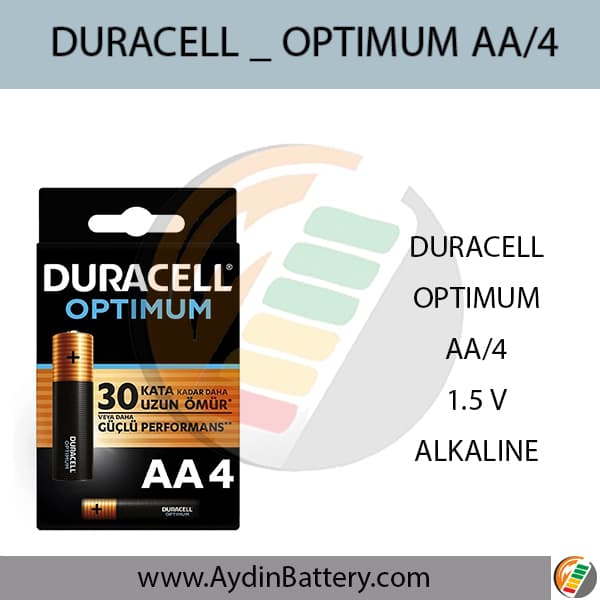 باتری قلمی آلکالاین دوراسل DURACELL -AA4 OPTIMUM — تصویر ۳