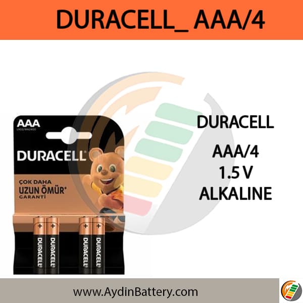 باتری نیم قلمی آلکالاین دوراسل DURACELL AAA B4 — تصویر ۲