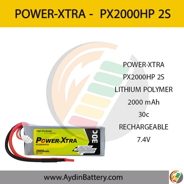 باتری قابل شارژ لیتیوم پلیمری پاوراکسترا PX2000HP 2S_ 2000mAh