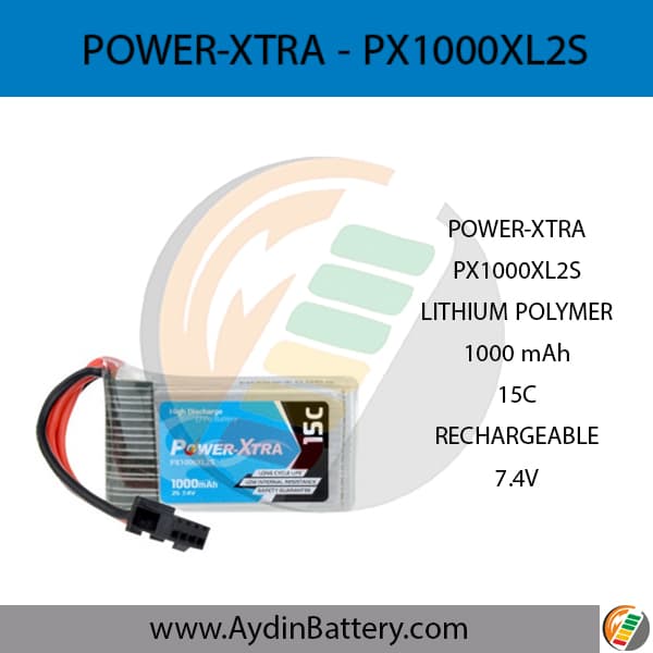 باتری قابل شارژ لیتیوم پلیمری پاوراکسترا PX1000XL 2S_ 1000mAh