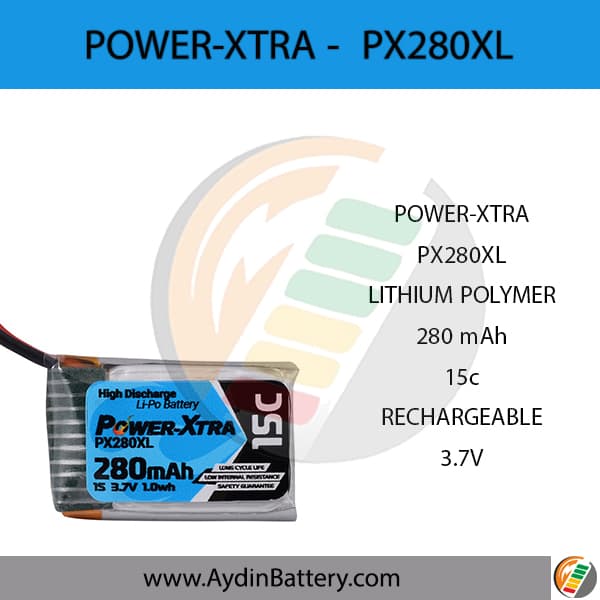 باتری قابل شارژ لیتیوم پلیمری پاوراکسترا PX280XL _ 280mAh — تصویر ۳