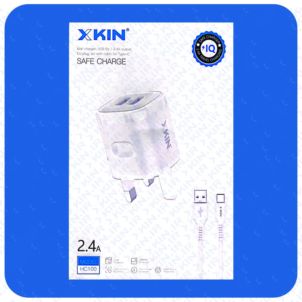 شارژر دیواری ایکس کین مدل X KIN XK-HC100 به همراه کابل XKIN سفید