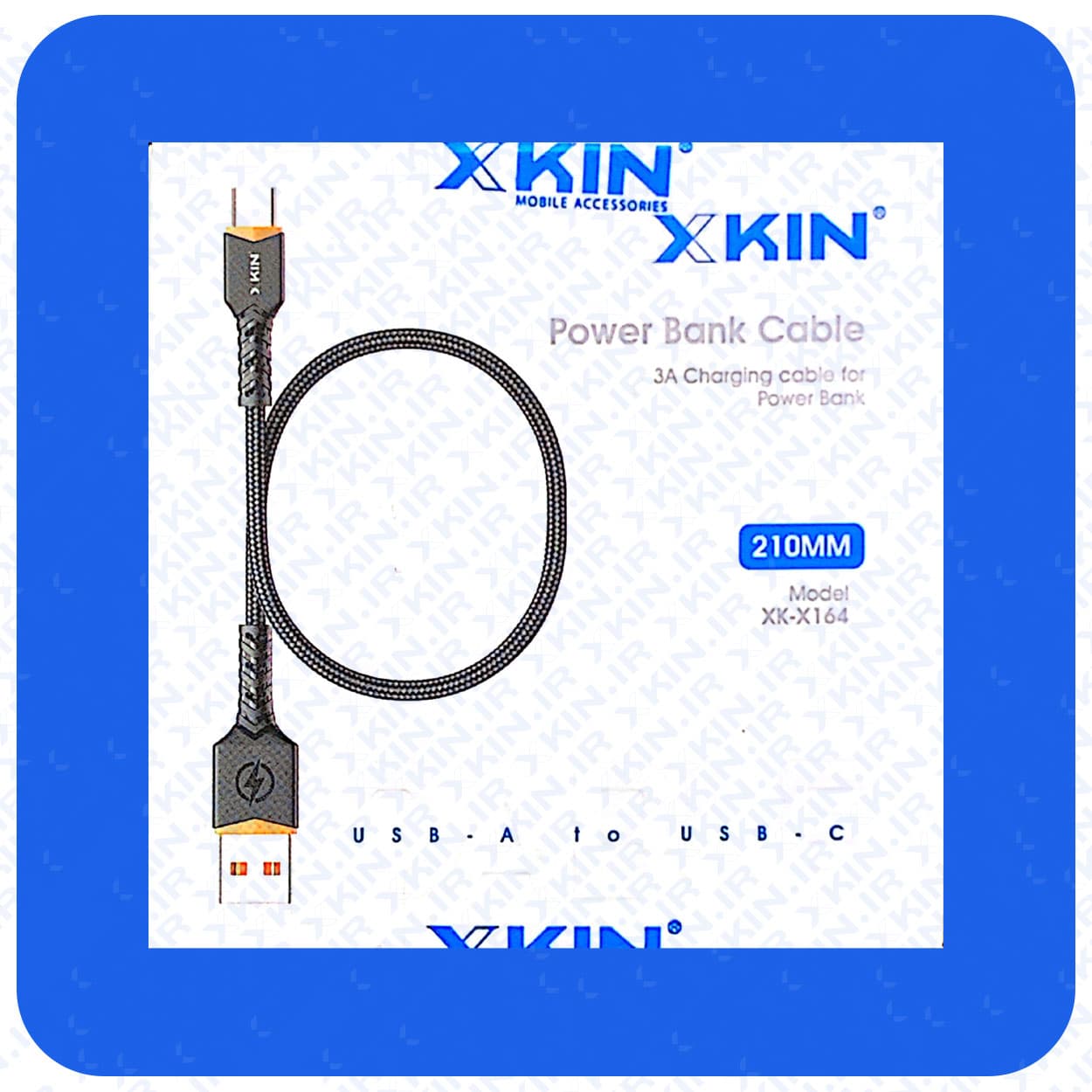 کابل شارژ USB به USBC ایکس کین مدل XK X164 طول 21 سانتیمتر شارژ سریع 3 آمپر مناسب پاوربانک و استفاده روزمره — تصویر ۲