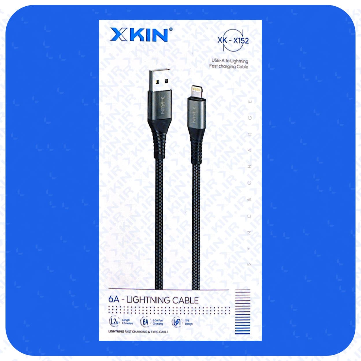 کابل شارژ USB به لایتنینگ ایکس کین مدل XK-X152 طول 1.2 متر