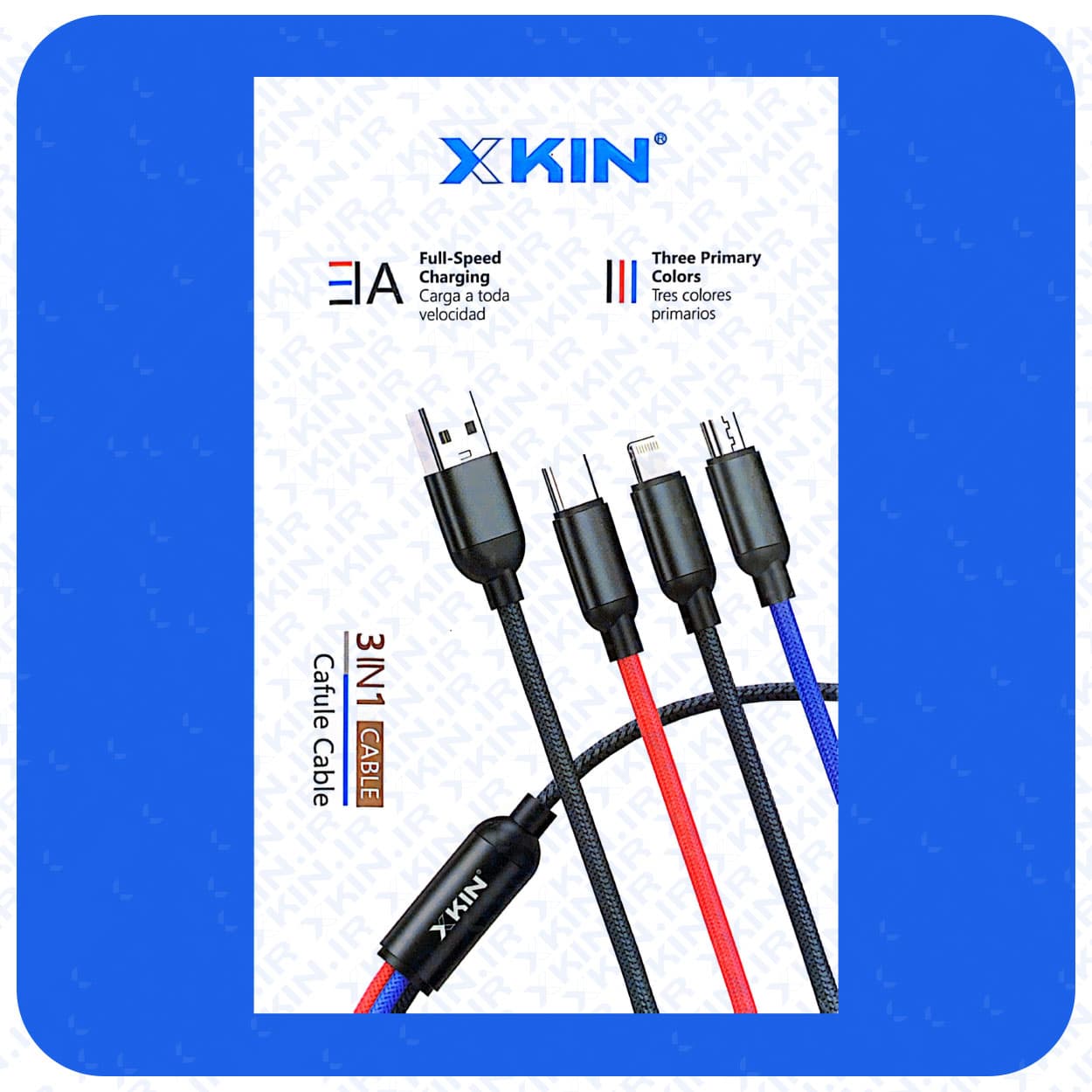 کابل شارژ USB به USB-C و microUSB و لایتنینگ ایکس کین مدل XK-CA22-3IN1 طول 1.20 متر
