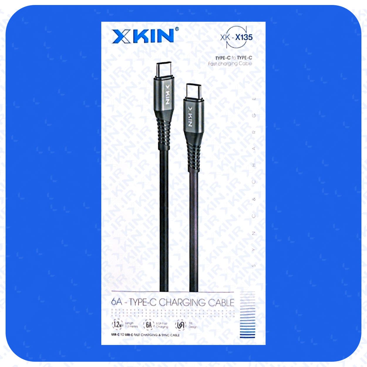کابل تبدیل USB-C به USB-C مدل XKIN XK-135 طول 1.20 متر