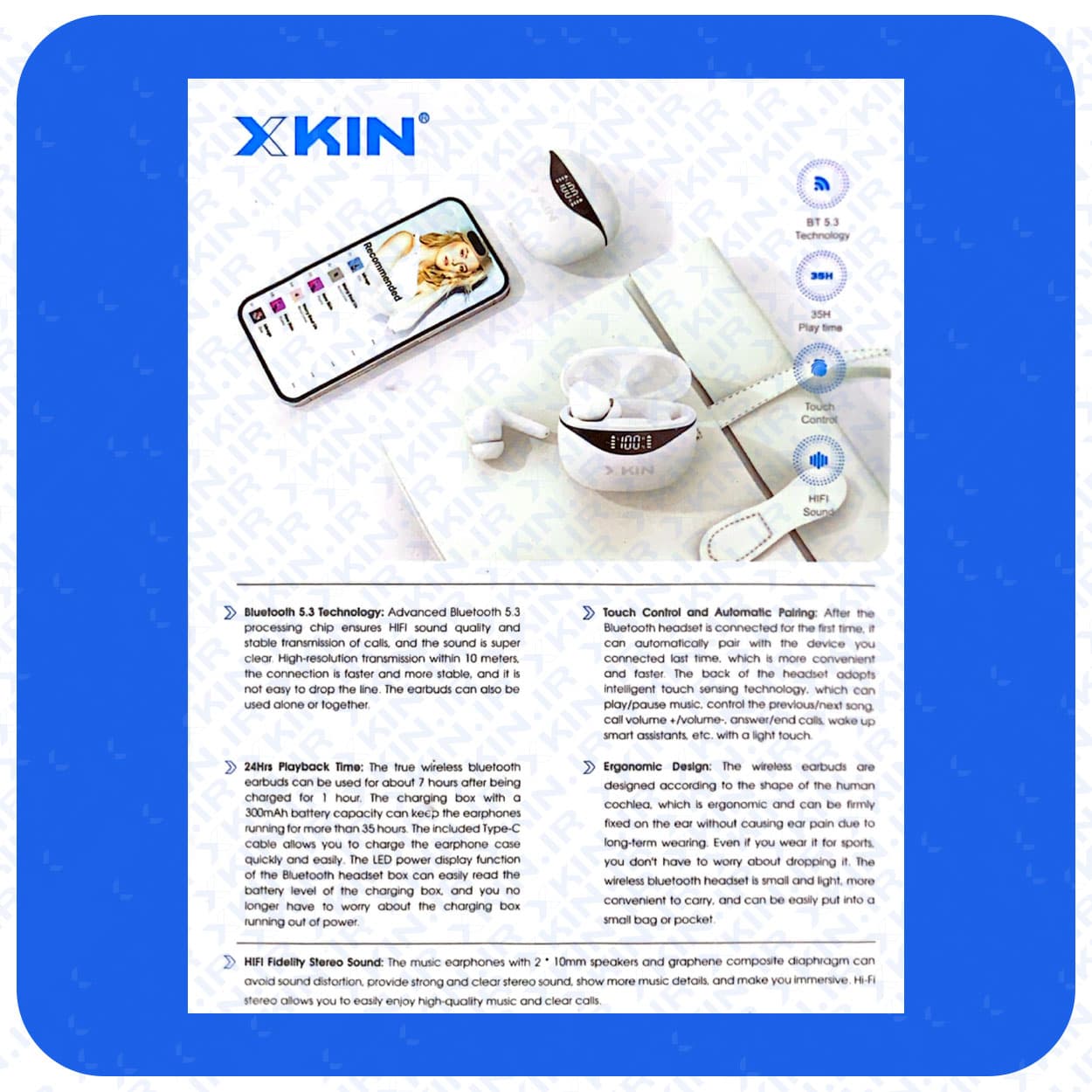 هندزفری بلوتوثی ایکس کین مدل XKIN-28 — تصویر ۹