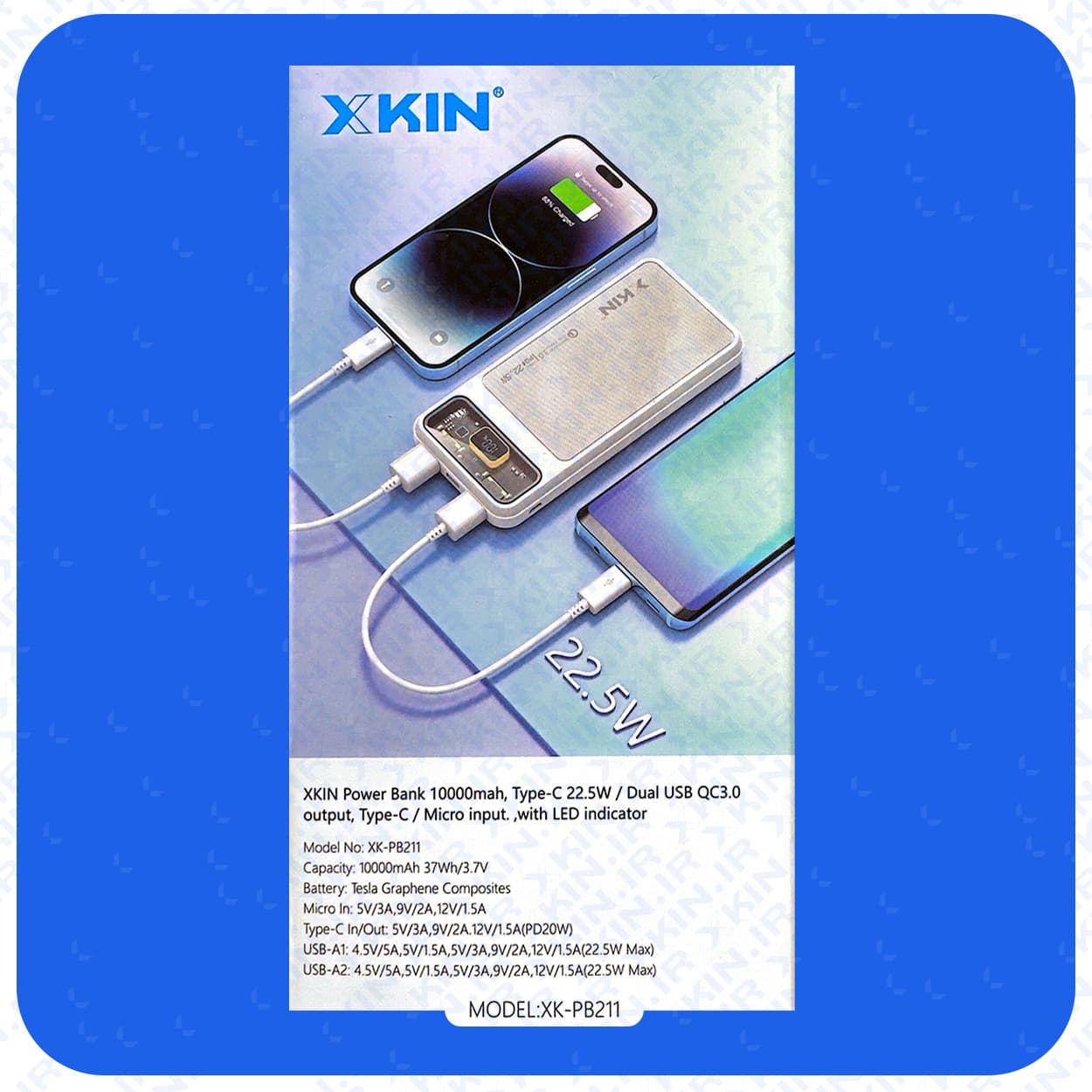 پاوربانک ایکس کین مدل XK-PB211 ظرفیت 10000 میلی آمپر ساعت | Xkin — تصویر ۹
