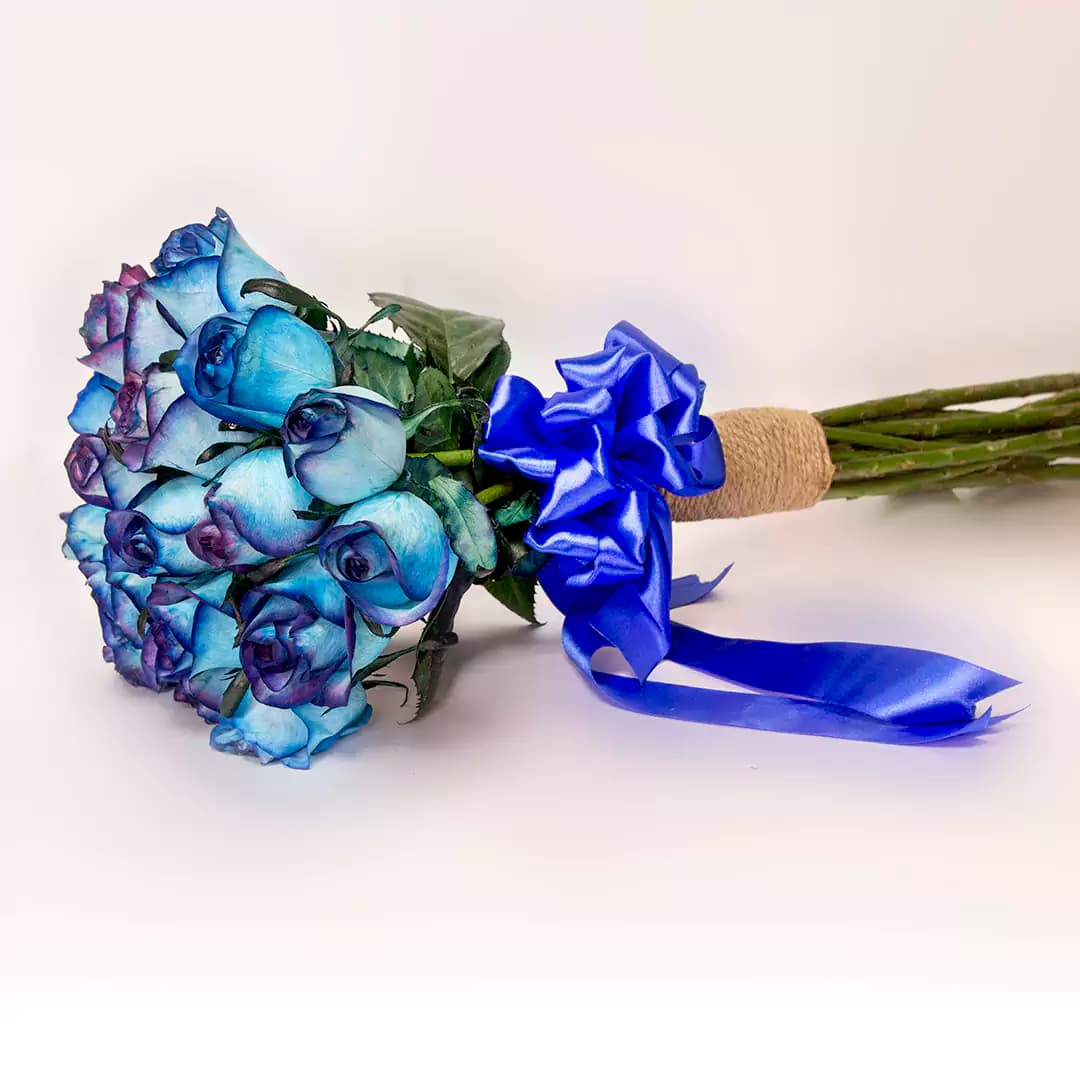 دسته گل رز آبی 17 شاخه کد 21916|باختر — تصویر ۴