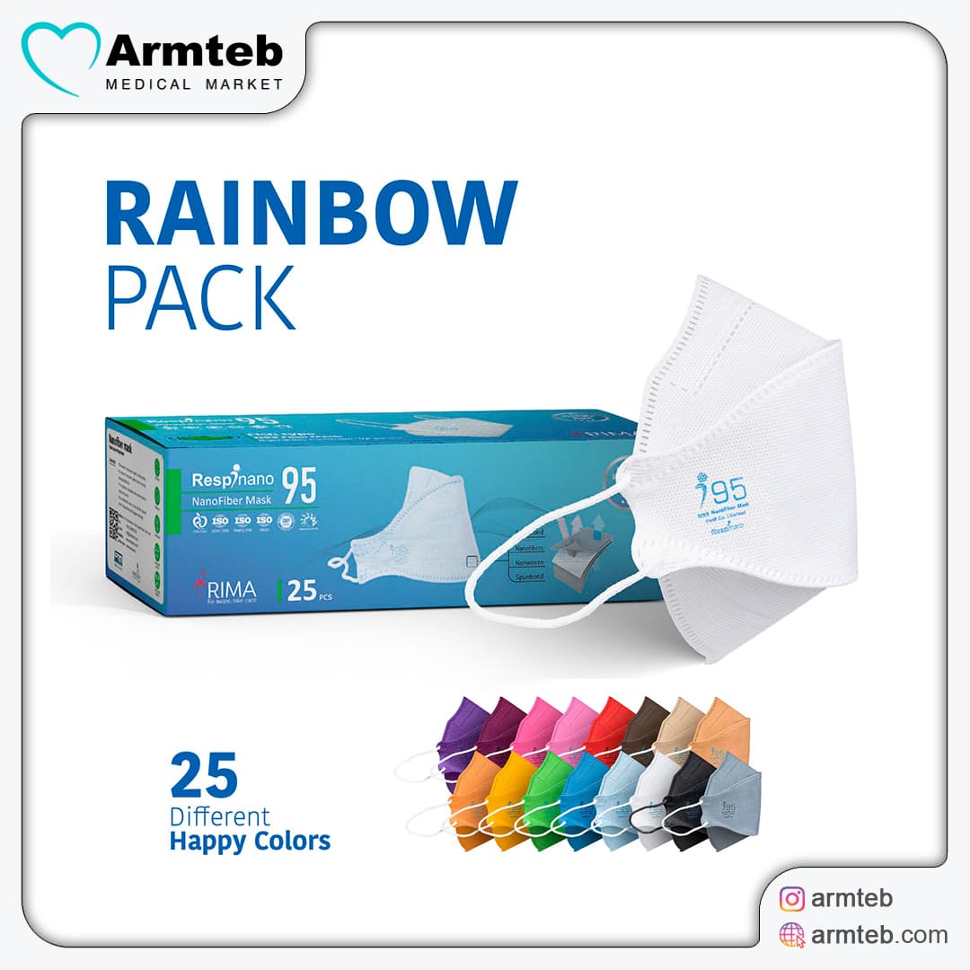 ماسک سه بعدی نانو N95 رسپی نانو ریما-25 عددی پک رنگین کمان Rainbow