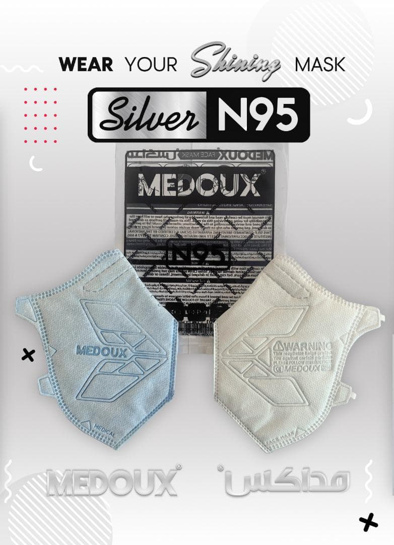 بسته ۱۲ عددی ماسک تنفسی N95 مداکس بدون سوپاپ سایز متوسط (Silver N95) — تصویر ۷