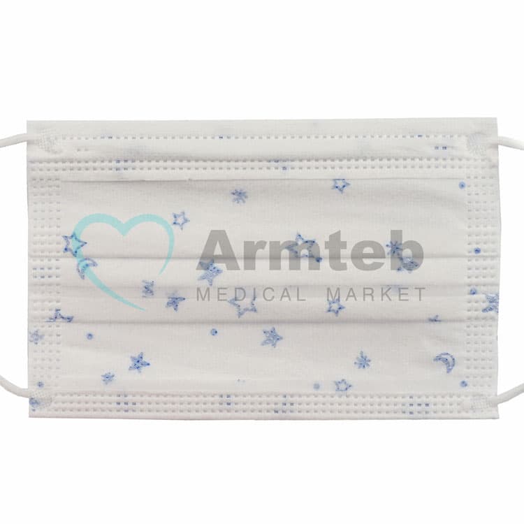 ماسک سه لایه کودک طرح ماه و ستاره بسته 50عددی