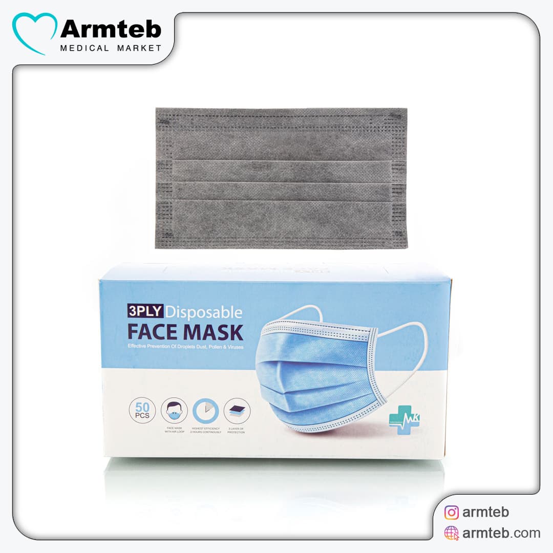ماسک سه لایه MK خاکستری بسته 50عددی