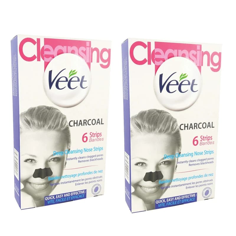 چسب بینی جوش سر سیاه ویت veet مدل ذغالی دو بسته 6 عددی