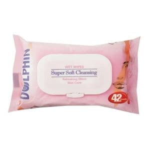 دستمال مرطوب دلفین مدل super soft بسته 42 عددی