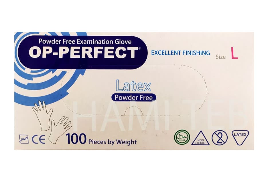 دستکش لاتکس بدون پودر (OP-PERFECT) سایز L