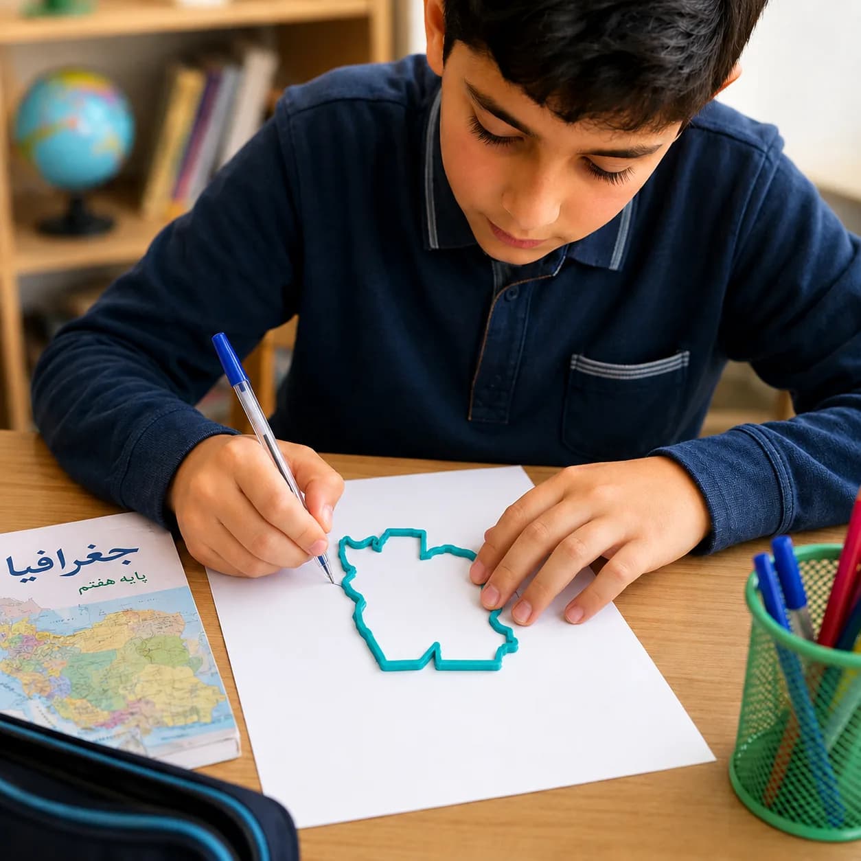 شابلون نقشه ایران | الگوی ترسیم سریع نقشه ایران برای دانش‌آموزان — تصویر ۳
