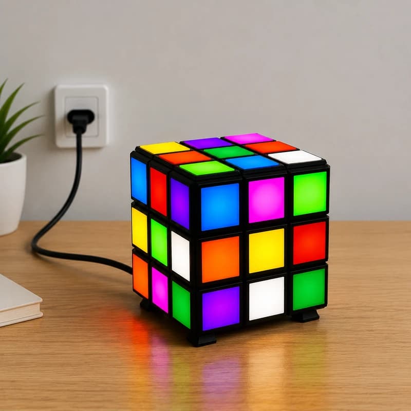 چراغ خواب طرح روبیک LED | چراغ مطالعه فانتزی 220 ولت — تصویر ۲