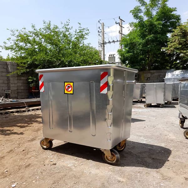 سطل زباله 1100 لیتری فلزی بدون درب مکعب — تصویر ۴