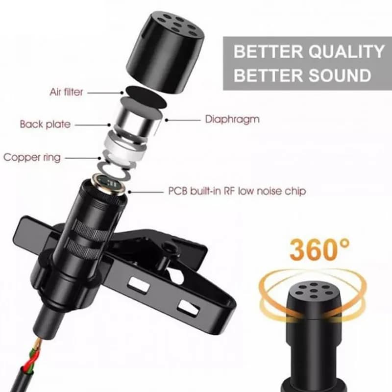 میکروفون یقه ای لاوالیر مدل Lavalier GL-120 با پورت لایتنینگ — تصویر ۵