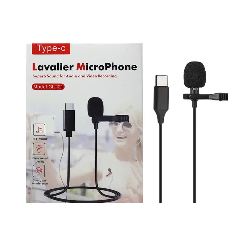 میکروفون یقه ای لاوالیر مدل Lavalier GL-121 با پورت تایپ سی — تصویر ۱۱
