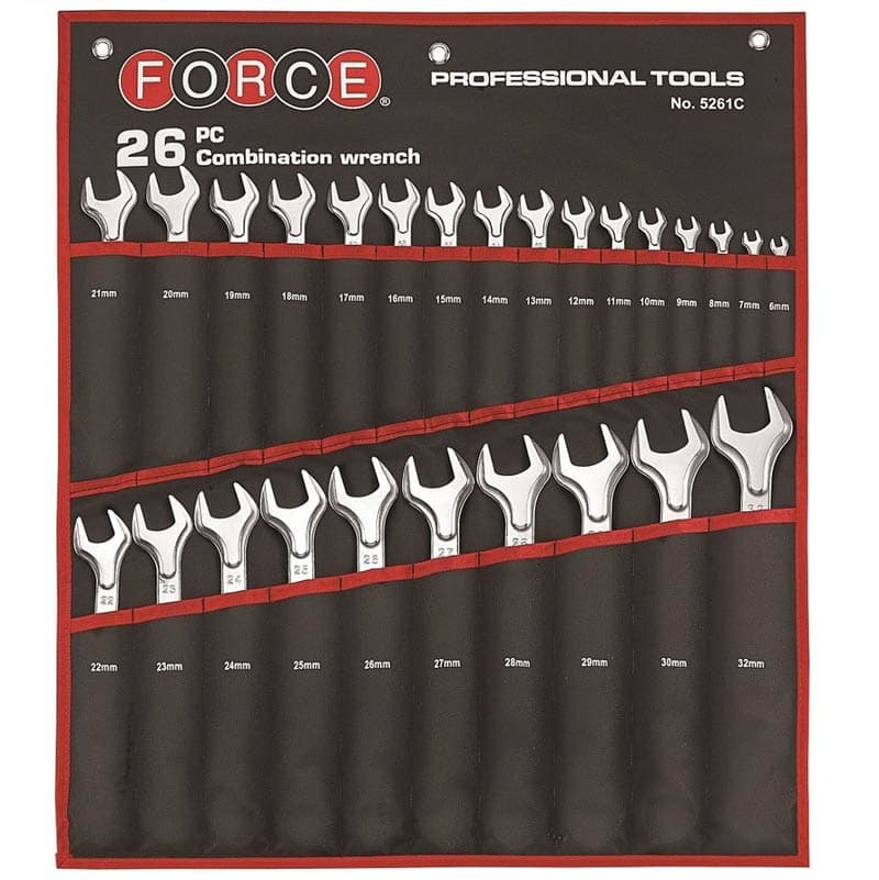 سری آچار یکسر تخت یکسر رینگی کاور دار 26 عددی FORCE مدل F5261C — تصویر ۳