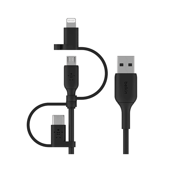 کابل شارژ بلکین Type-A به Type-C+Micro-USB+Lightning BoostCharge Universal با طول 1 متر – مدل belkin CAC001bt1M — تصویر ۲