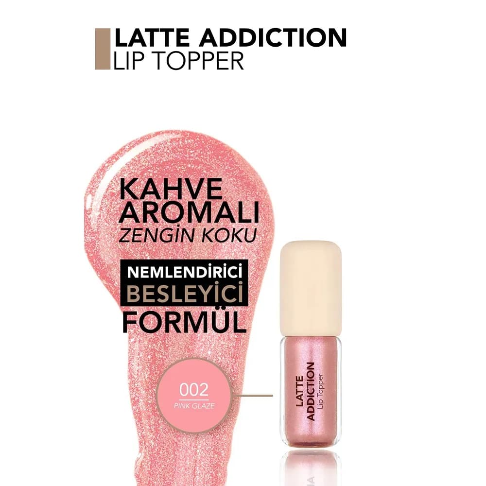 لیپ گلاس Latte Addiction فلورمار رنگ Pink Glaze 002 — تصویر ۳