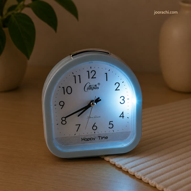 ساعت رومیزی Happy Time آرام‌گرد چراغ‌دار — تصویر ۱۲