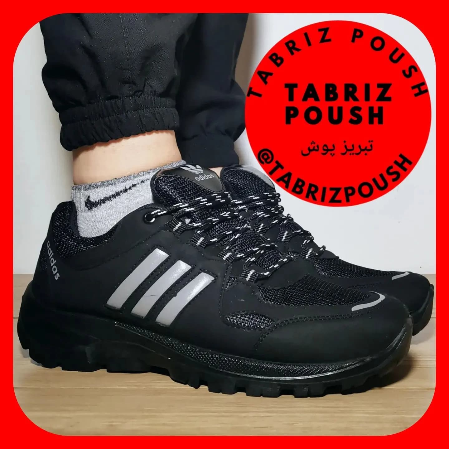 کفش اسپرت زیره تزریق طبی مردانه آدیداس مشکی سایز 40 41 تبریز پوش — تصویر ۳