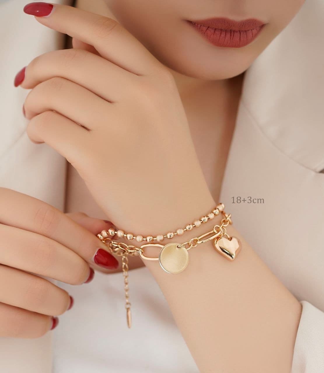 دستبند زنانه ژوپینگ مدل قلب و مهره کد RS-163 — تصویر ۴