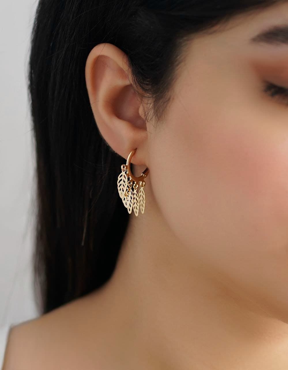 گوشواره زنانه حلقه ای YSX مدل برگ