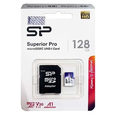 کارت حافظه microSDXC سیلیکون پاور مدل Superior Pro کلاس 10 استاندارد UHS-I U3 سرعت 100MBps ظرفیت 128 گیگابایت به همراه آداپتور SD — تصویر ۳