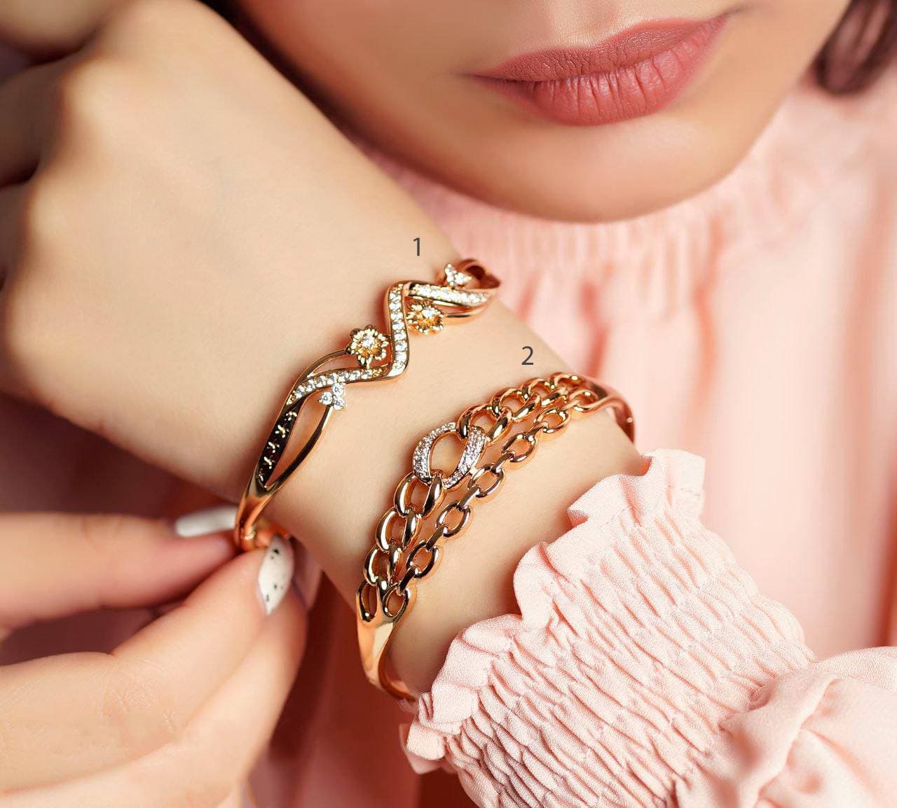 دستبند النگویی زنانه ژوپینگ طرح طلا کد RS-276