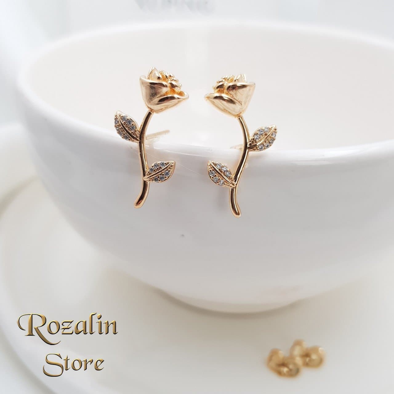 گوشواره زنانه ژوپینگ مدل گل رز کد RS-115