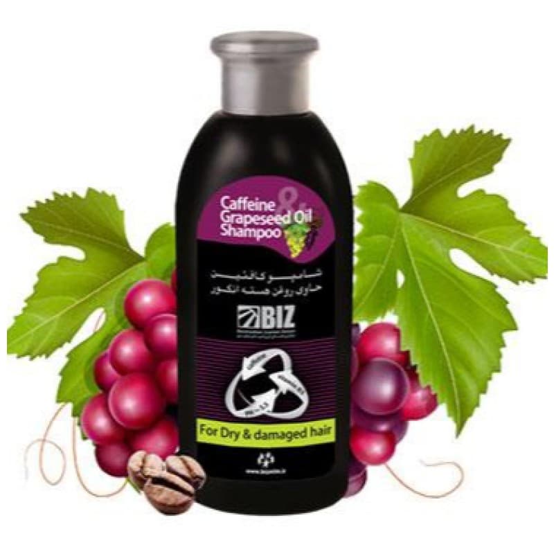 شامپو کافئین و روغن هسته انگور بیز BIZ حجم 300 میل — تصویر ۲