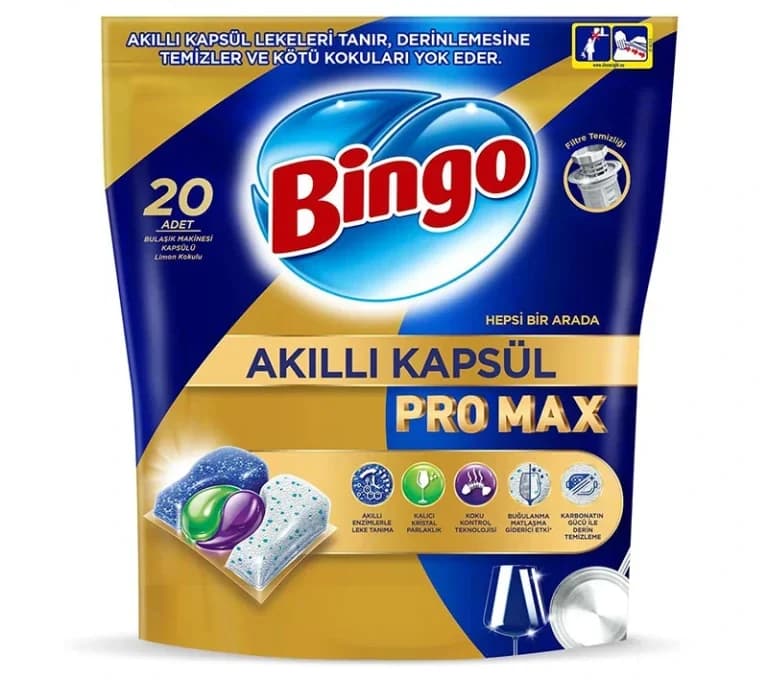 قرص ماشین ظرفشویی بینگو Bingo مدل پرومکس بسته 20 عددی