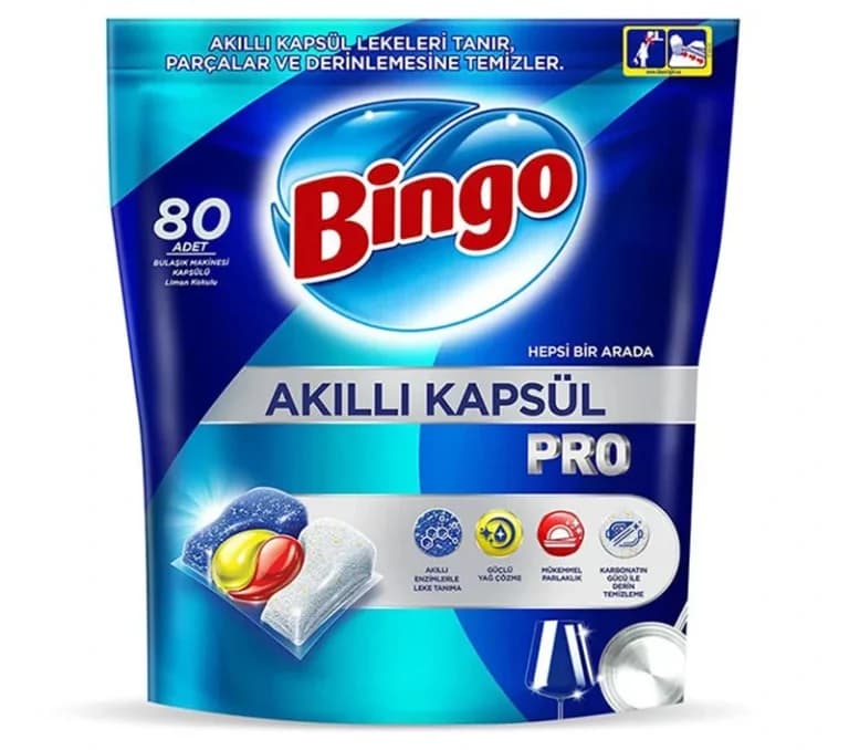قرص ماشین ظرفشویی بینگو Bingo مدل پرو بسته 80 عددی