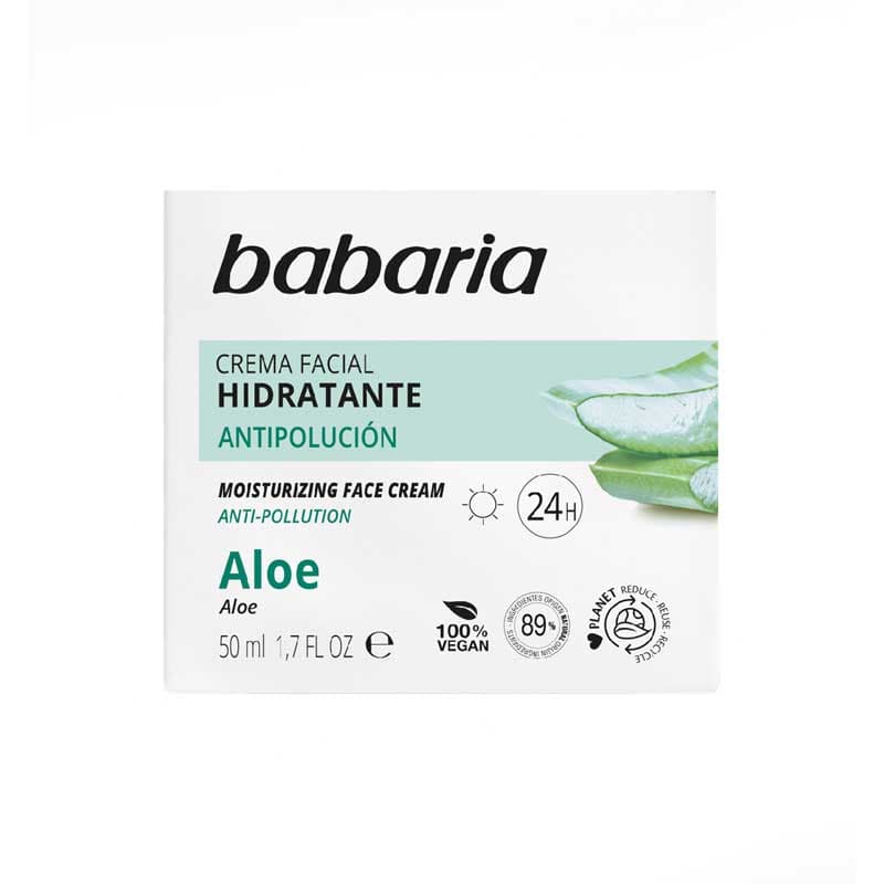 کرم آبرسان 24ساعته و ضدآلودگی باباریا Babaria حاوی عصاره آلوئه ورا 50 میل — تصویر ۳