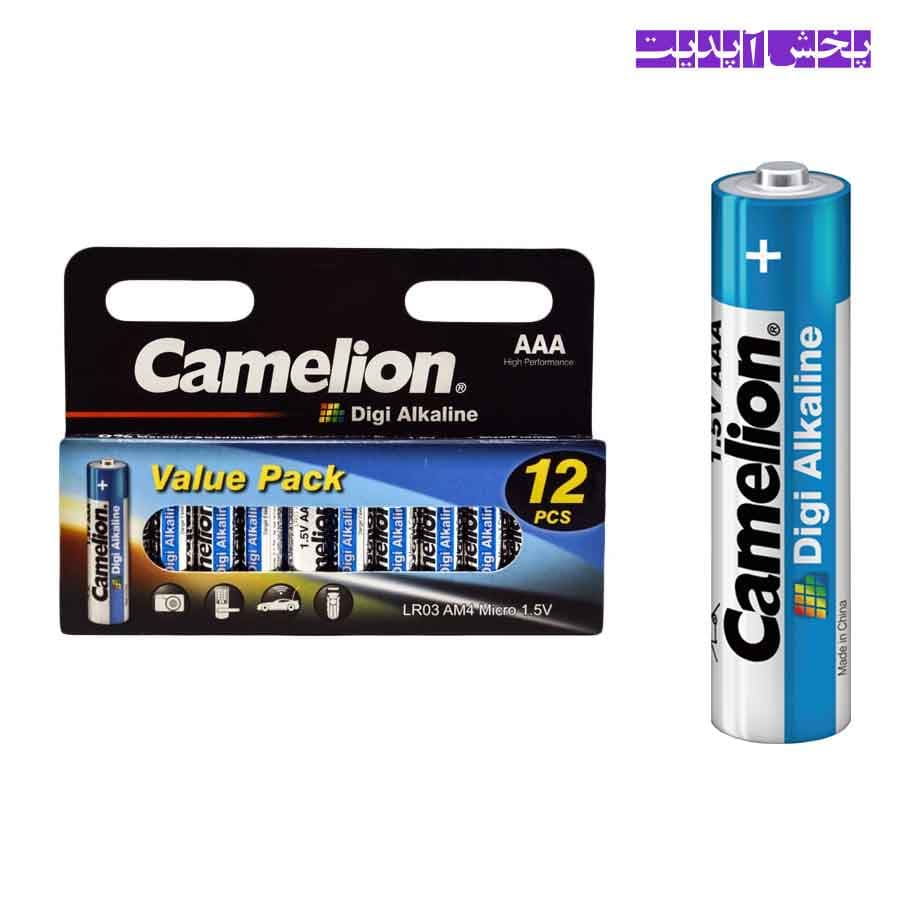 باتری نیم قلمی کملیون مدل Camelion Digi Alkaline مجموعه 12 عددی