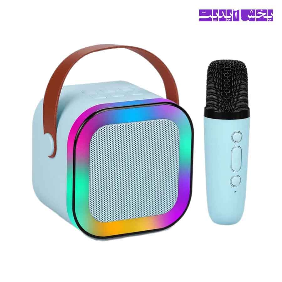 اسپیکر بلوتوثی رم و فلش خور فانتزی K12 با نورپردازی RGB+میکروفون بیسیم (آبی کمرنگ)